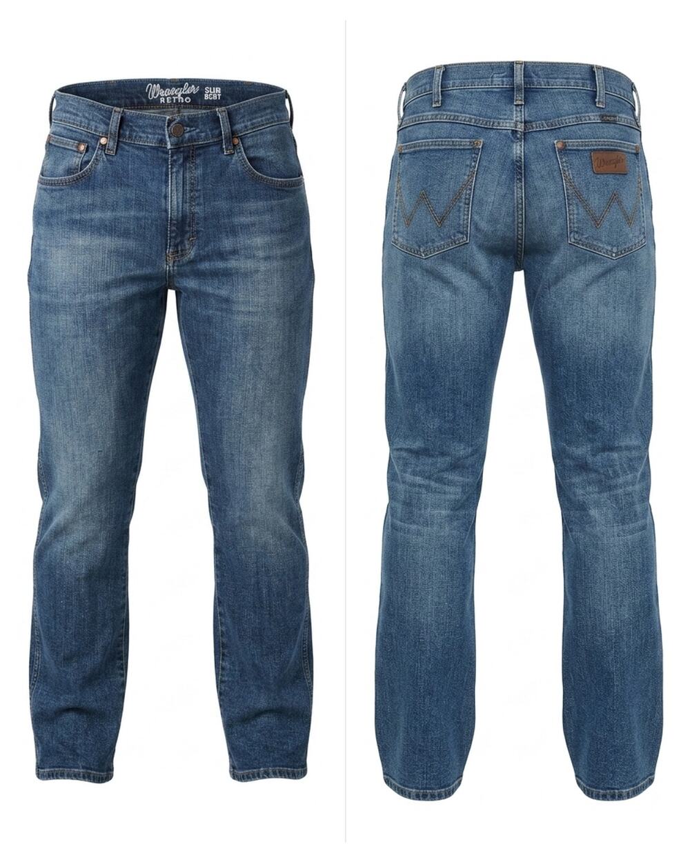 Wrangler Slim Boot Retro Medium Wash Blue Denim Jeans Men Size 32X36